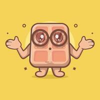 funny belgian waffle food character mascot with confused gesture isolated cartoon in flat style design vector