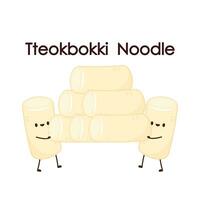 linda tteokbokki fideos dibujos animados. coreano calle alimento. sencillo vector logo embutido. tteokbokki es coreano alimento.