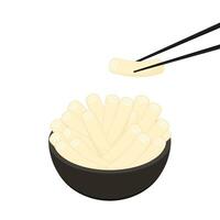 tteokbokki fideos vector, coreano alimento. picante arroz pastel. vector