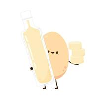 Egg tofu vector. Egg tofu on white background. Egg character design. vector