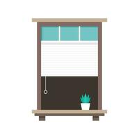 Wooden window vector. Traditional wooden window isolated. Cartoon vector window - element of architecture and interior design.