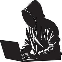 Hacker vector silhouette illustration 7