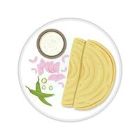 Chapati vector. Chapati on white background. chili and onion vector. vector