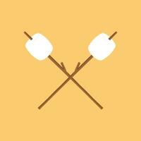 Marshmallow and stick vector. free space for text. Marshmallow stick logo. vector