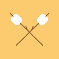 Marshmallow and stick vector. free space for text. Marshmallow stick logo. vector