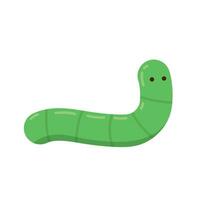 Green worm on white background. worm insects on the leaf. wallpaper. free space for text. copy space. vector