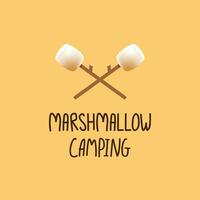 Marshmallow and stick vector. free space for text. Marshmallow stick logo. vector