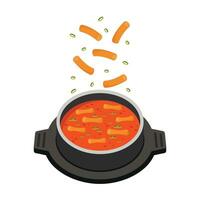 Tteokbokki Noodle vector. Korean food. Spicy rice cake. Tteokbokki Noodle in white cup vector. vector