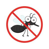 Mosquito cartoon. Mosquito character design. block sign vector. vector