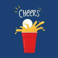 Beer cup cartoon vector. symbol. logo design. ping pong ball. game. vector