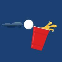 Red beer cup. Cup vector.  wallpaper. Vector Illustration of Beer Pong shot with Pingpong ball.