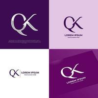 QK Initial Modern Typography Emblem Logo Template for Business vector