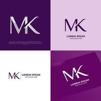 MK Initial Modern Typography Emblem Logo Template for Business vector
