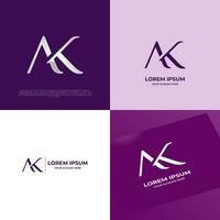 AK Initial Modern Typography Emblem Logo Template for Business vector