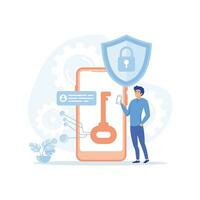 Data protection. Data security and privacy and internet security, flat vector modern illustration