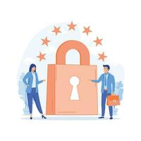 General Privacy. The European Commission strengthens and unifies the protection of personal data, flat vector modern illustration