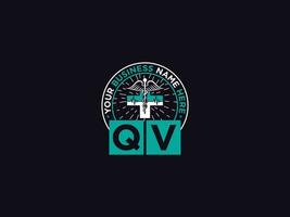 Modern QV Medical Logo, Minimalist Qv Logo Icon Vector Art For Doctors