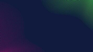 Abstract pink and green line wavy pattern on dark blue vector background