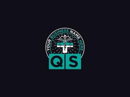 Modern Qs Medical Logo, Minimalist QS Logo Icon Vector Art For Doctors