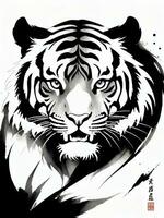 tiger black sumie silhouette style, AI generated photo