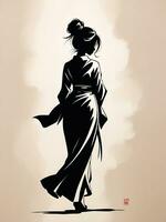 female black sumie silhouette style, AI generated photo