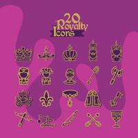 Set of royalty icons Medieval era Vector illustration