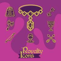 Set of royalty icons Medieval era Vector illustration