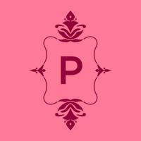 letter P classic beauty vintage initial vector logo frame design