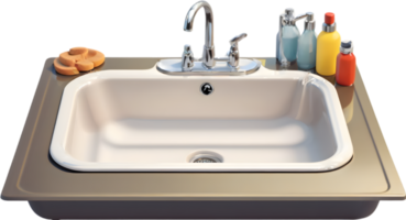 a kitchen sink with a sink faucet and a sink faucet  Ai generative png