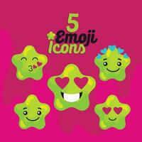 Set of colored cute star shape emoji Vector illustration