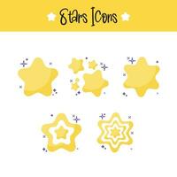 Set of golden star shape icons Vector illustration