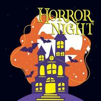 Halloween horror night poster Vector illustration