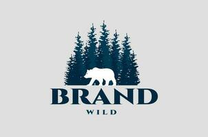 Grizzly Bear with Cedar Pine Tree Or Hemlock Fir Larch Conifer Tree For Grizzly Design vector