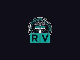 clínica rv logo icono vector, minimalista rv médico logo letra vector Arte