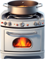 blue stove with orange knobs on it Ai generative png