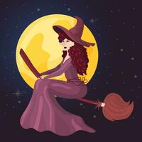 Beautiful witch Fantasy character Vector illustration