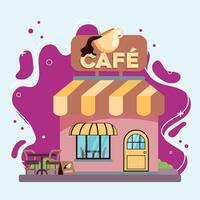 aislado de colores café tienda edificio bosquejo icono vector ilustración