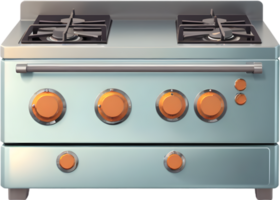 blue stove with orange knobs on it Ai generative png