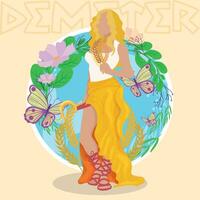 Isolated colored demeter greek god of harvest and fertility character Vector illustration
