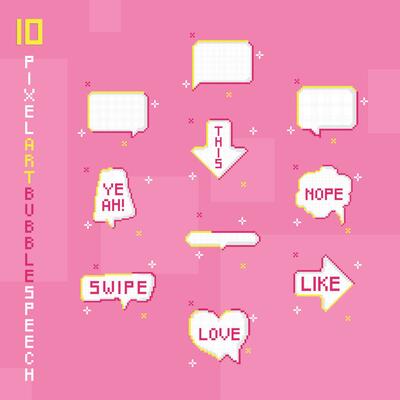Set of speech bubbles Pixel art Vector illustration