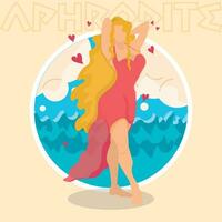 aislado linda Afrodita griego diosa de belleza vector ilustración