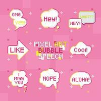 Set of speech bubbles Pixel art Vector illustration