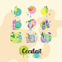 Set of cokctail glasses icon Vector Vector illustration