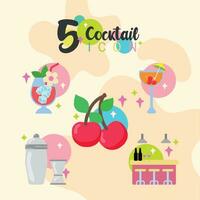 Set of cokctail glasses icon Vector Vector illustration