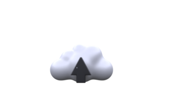 unique 3d rendering white fluffy cloud upload icon isolated.Trendy and modern in 3d style. png