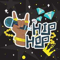 Colored hip hop music style concept background Vector illustration