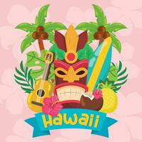 Colored tropical hawaii background Vector illustration