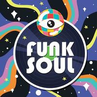 Colored funk music style concept background Vector illustration