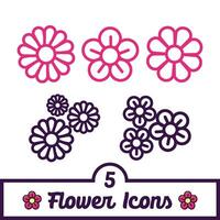 conjunto de contorno flor íconos vector ilustración