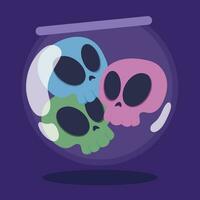 Isolated jar with a group of cute skulls Vector illustration